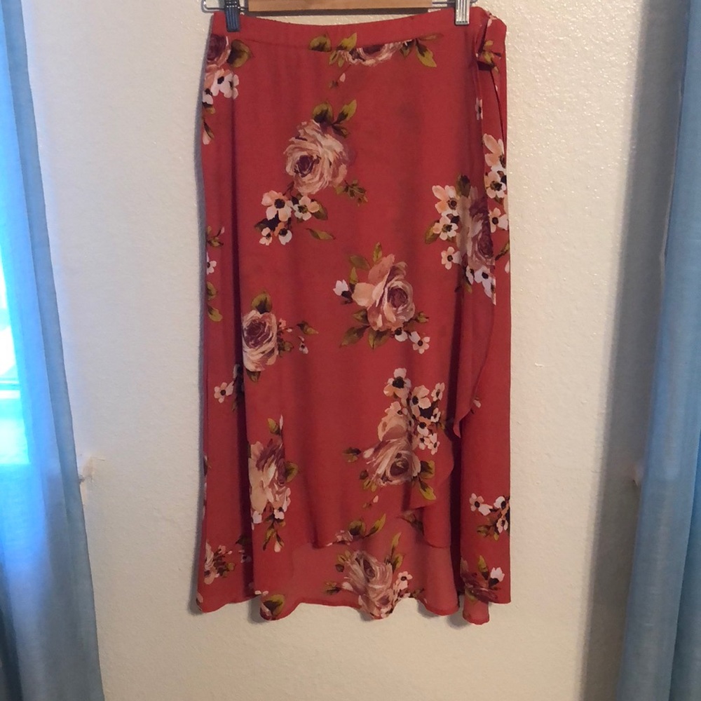 Coral Floral Bobeau Wrap Skirt